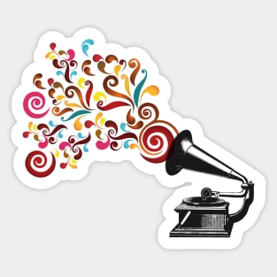 Abstract swirl background with record player Sticker